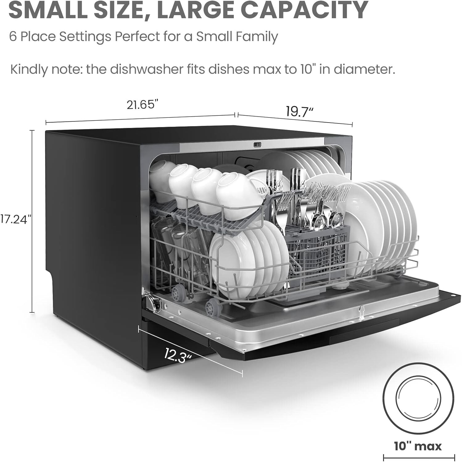 Countertop Dishwasher, Energy Star Portable Dishwasher, 6 Place