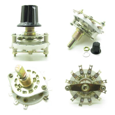 Band Switch Rotary Channel Selector White 1 Deck 1-2 Pole 6-11 Position + Knob