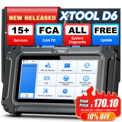 XTOOL D6 Auto OBD2 Scanner Full System Diagnostic Tool Code Reader 15 Services