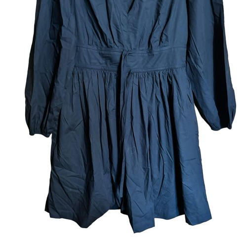 Mini Vestido J Crew Cuello en V Algodón Popelina Para Mujer 6 Negro Mangas Abullonadas Cintura Definida - Imagen 4 de 7