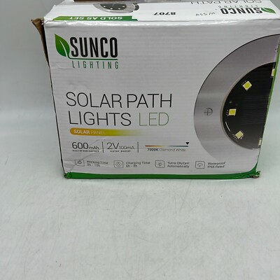 Sunco Lighting 7000K Diamond White Pack Of 12 Waterproof LED Lights Solar Path