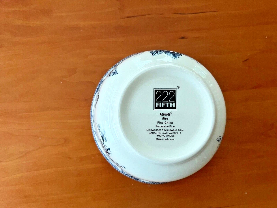 222 QUINTO Adelaide Azul Toile Floral e Pássaro 5 3/4" Conjunto de 2 Tigelas de Sopa de Cereais - Imagem 4 de 4