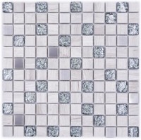 Naturstein Rustikal Glasmosaik Mosaikfliese Edelstahl Grauweiß Silber Klar ...