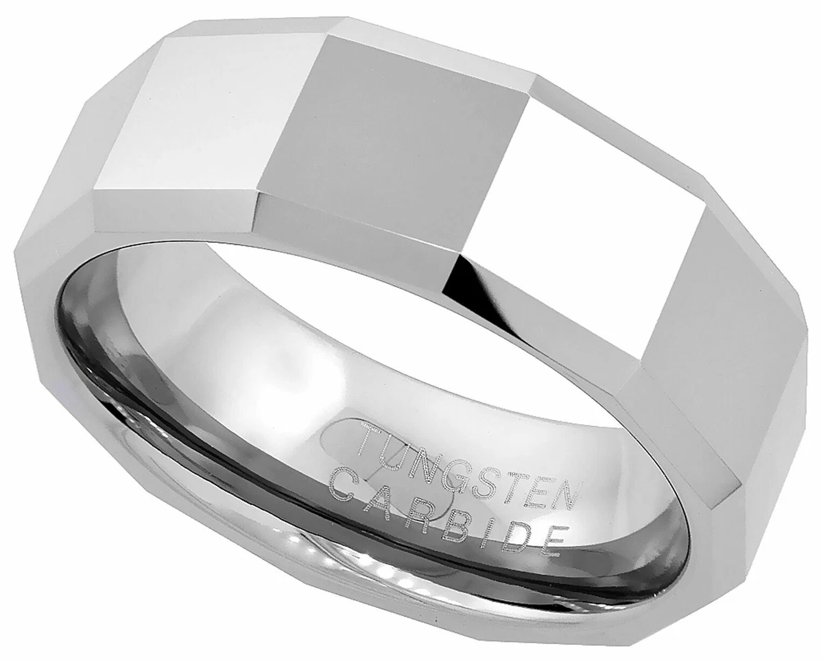 Faceted mens wedding sale band