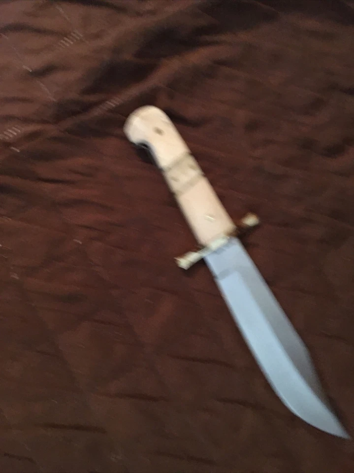 Real Bone Handle Bowie 2 Knife Set New Full Tang Fixed Blade and Leather Sheath - Image 3 of 4