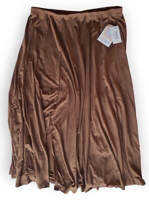 LuLaRoe Solid Brown Large Jennifer Flared Side Slit Midi Skirt UNICORN New!