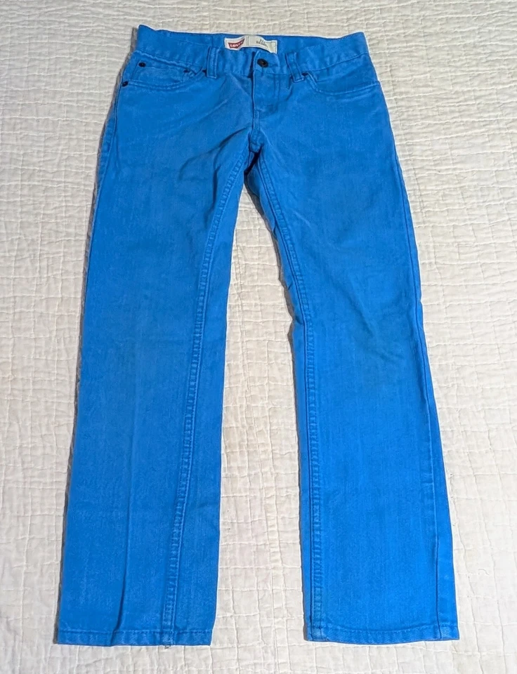 Levis 511 Azul Brillante Jóvenes Niños Talla 10 Reg 25x25 Etiqueta Negra Ajustado Verde azulado Y2K  Foto 2 de 4