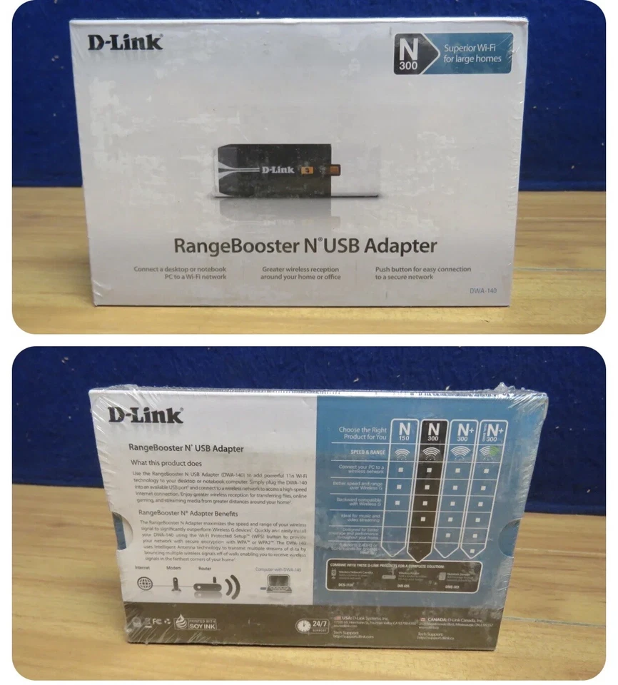  D-LINK N300 SUPERIOR WI-FI FOR LARGE HOMES RANGE BOOSTER N USB ADAPTER  SEALED - Image 4 of 4