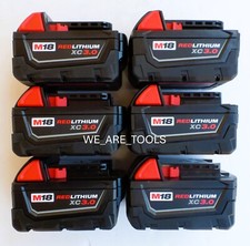 6 GENUINE 18V Milwaukee 48-11-1828 3.0 AH Batteries M18 XC Red Lithium 18 Volt