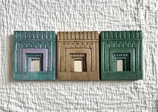 Decorative Wall Hanging Frames with Arched Designs, Set of 3, Green, Brown, Teal