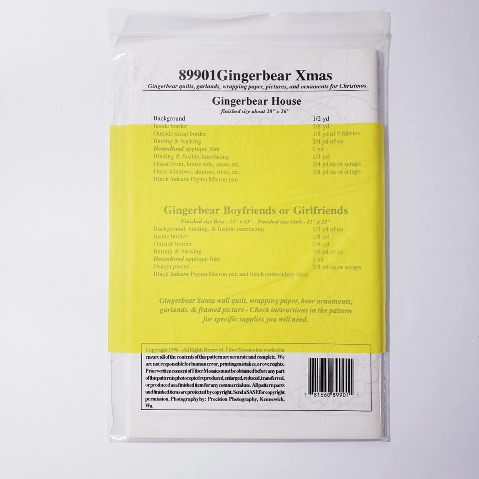 Fiber Mosaics Gingerbears Gingerbread House Applique Wall Quilt Pattern Christma - Image 3 of 3