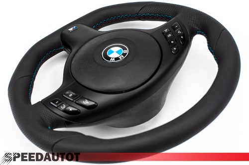 Tausch Abgeflacht Lederlenkrad für BMW M-Power E46 E39 Lenkrad Schwarz Blende - Bild 10 von 10