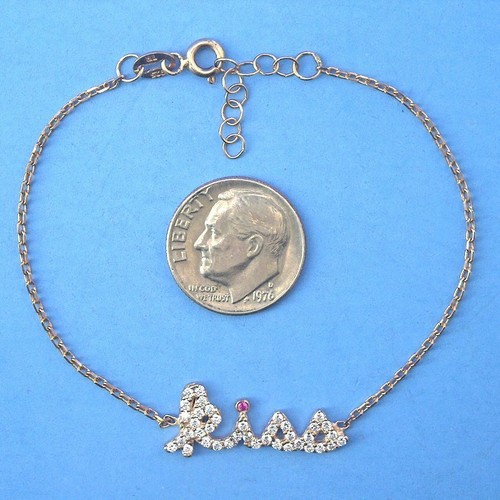 B487 Rose Gold On Sterling Silver 7.25" Kiss Bracelet Cable Chain New Solid 925 - Picture 1 of 3