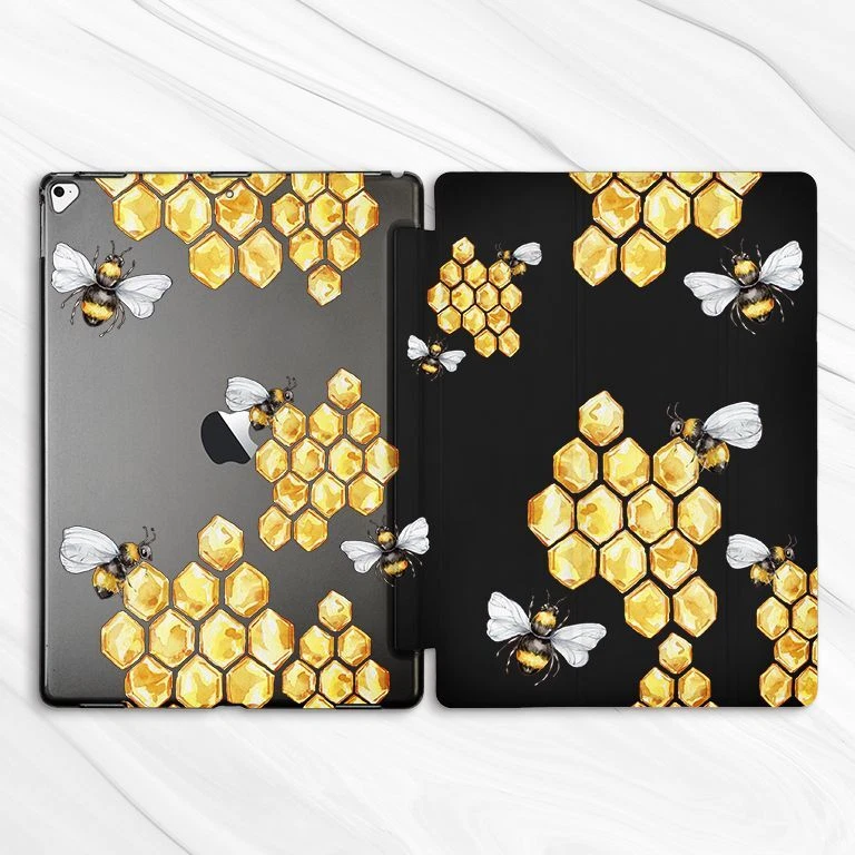 Yellow Honeycombs Bees Cute Case For iPad 10.2 Air 3 4 5 Pro 9.7 11 12.9 Mini - Image 4 of 4