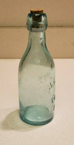 Vintage Aqua Blue Glass Eagle Works York, PA Bottle w/ Cork Lid - Picture 4 of 8