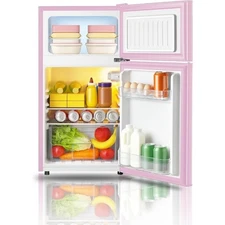Dorm Mini Fridge with Freezer 3.2 Cu.Ft 2 Doors Compact with Separate Freezer