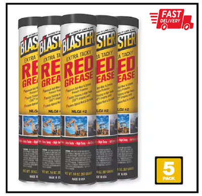 #ad #ad 14 Oz. Extra Tacky Red Grease Cartridge for Grease Gun Pack of 5 $20.02