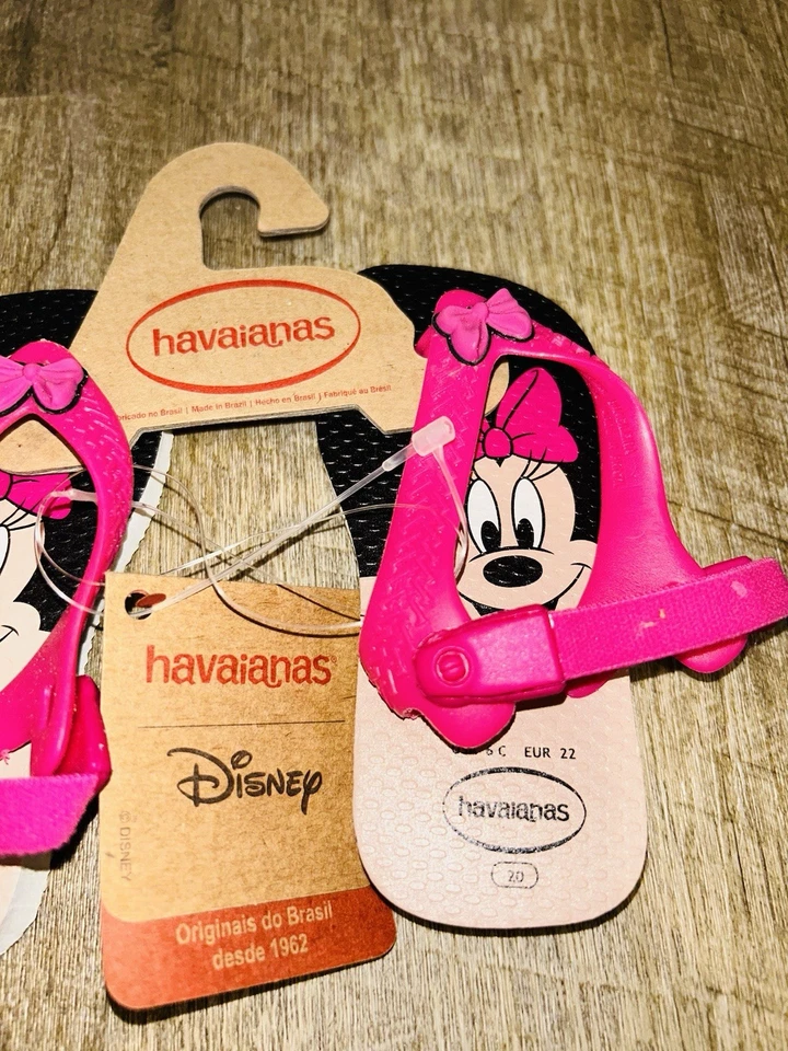 Havaianas Flip Flops Disney Minnie Mouse (White/Rose) Kids Size USA 6C **NWT** - Image 2 of 4