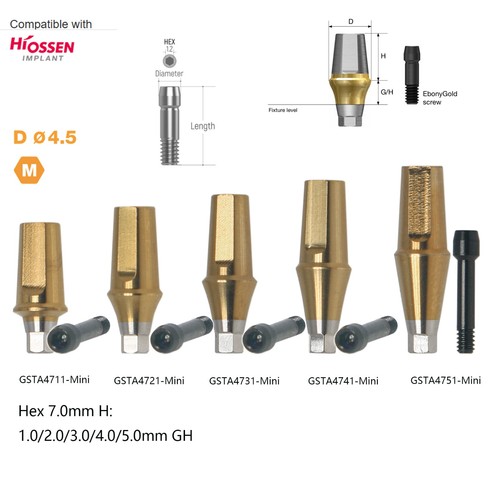 Dental Titanium Cemented straight Transfer abutment Hex for Osstem Hiossen Mini - Picture 2 of 27