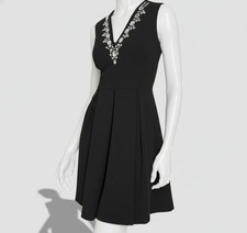 Tommy Hilfiger Womens Black Embellished V-Neck Sleeveless Dress Size 12