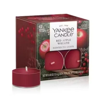 Yankee Candle RED APPLE WREATH Scented TEA LIGHTS Home Fragrance Holiday - Image 1 of 2