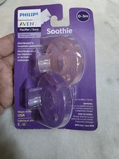 2 Pack Philips Avent Soothie Pacifier 0 - 3 Months Round Pink/Purple New