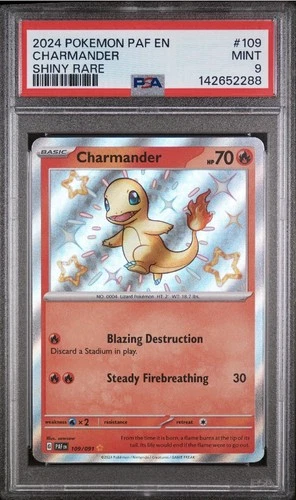 Pokémon SV Paldean Fates Charmander 109/091 Shiny Rare Holo PSA 9 2024 EN