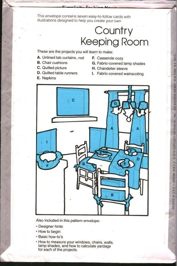 113 Vintage Simplicity Sewing Pattern Home Decor Country Keeping Room Curtains - Image 2 of 2