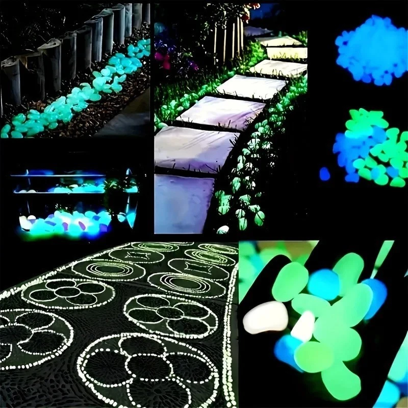 100 peças pedras luminosas seixos brilhantes no escuro para jardim aquário paisagem - Imagem 2 de 4
