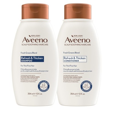 Aveeno Fresh Greens Shampoo + Conditioner with Rosemary, Peppermint & Cucumber
