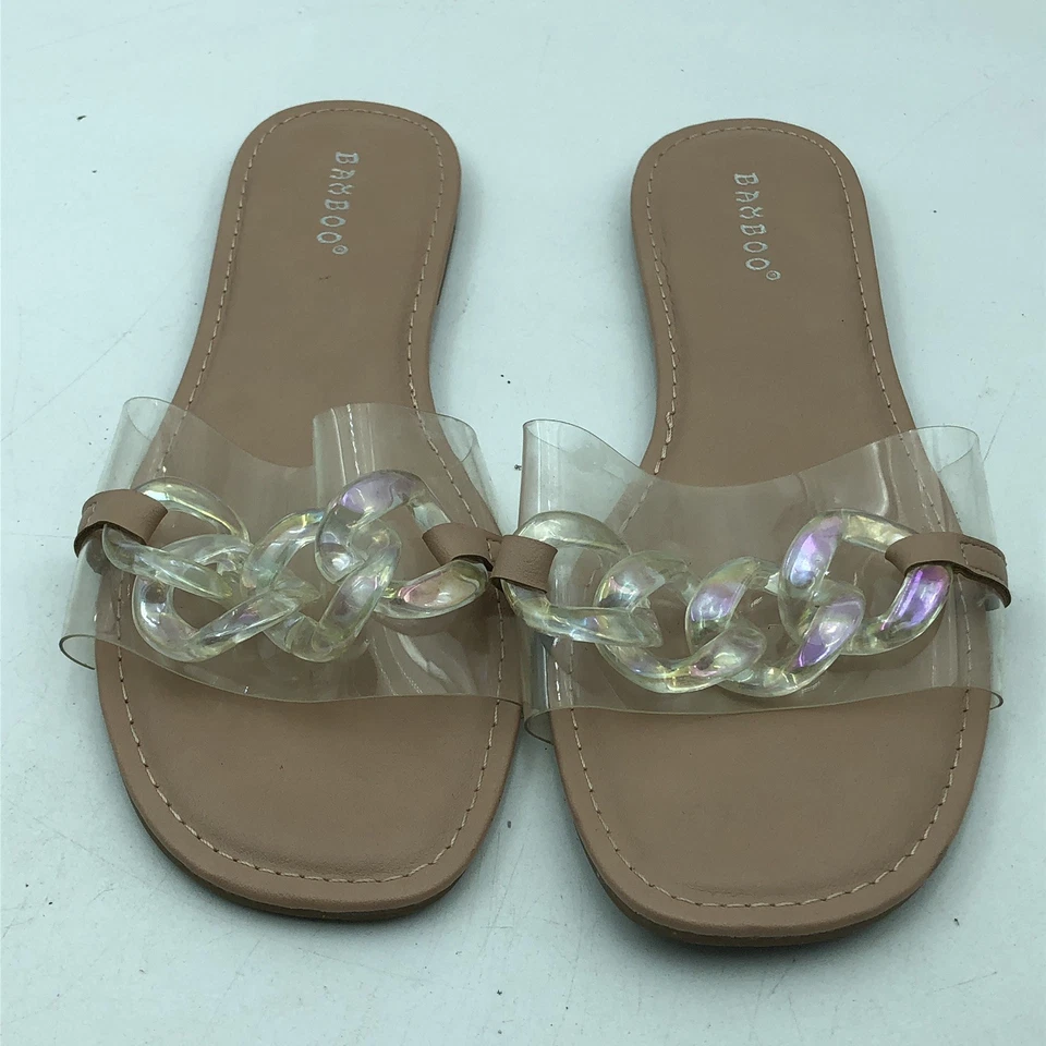 Sandalias de bambú para dama transparentes sin cordones punta abierta MUJERES talla 9 Foto 2 de 4