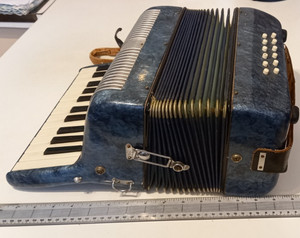 Piano Accordion. Blue. 25-key, 16-bass model.
