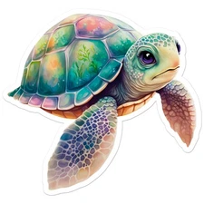 Cute Sea Turtle - Vinyl Decal Sticker - Car Window Laptop - ebn9090