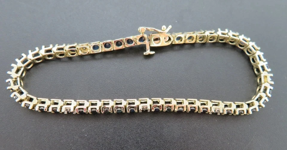 Pulseira de tênis redonda criada em laboratório com diamante de safira folheada a ouro amarelo 14K 6,5" - Imagem 4 de 4