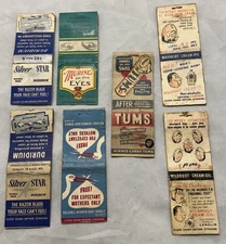 Matchbook Covers Toiletries Murine Silver Star Razors Tums Wildroot Mennen Baby