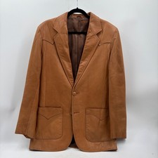 Golden Collection Pioneer Wear Mens Tan Leather Western Blazer Jacket 42L