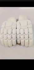 Mens plain Pro protection White  Cricket Batting Gloves sheep leather  rt hand