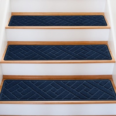 Non Slip Carpet Stair Treads Indoor Wooden Steps 15 Pack 8x30 Inch Navy Lines