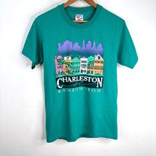 VTG Single Stitch Charleston SC Rainbow Row T-Shirt 1988 Hanes 50/50 Made in USA
