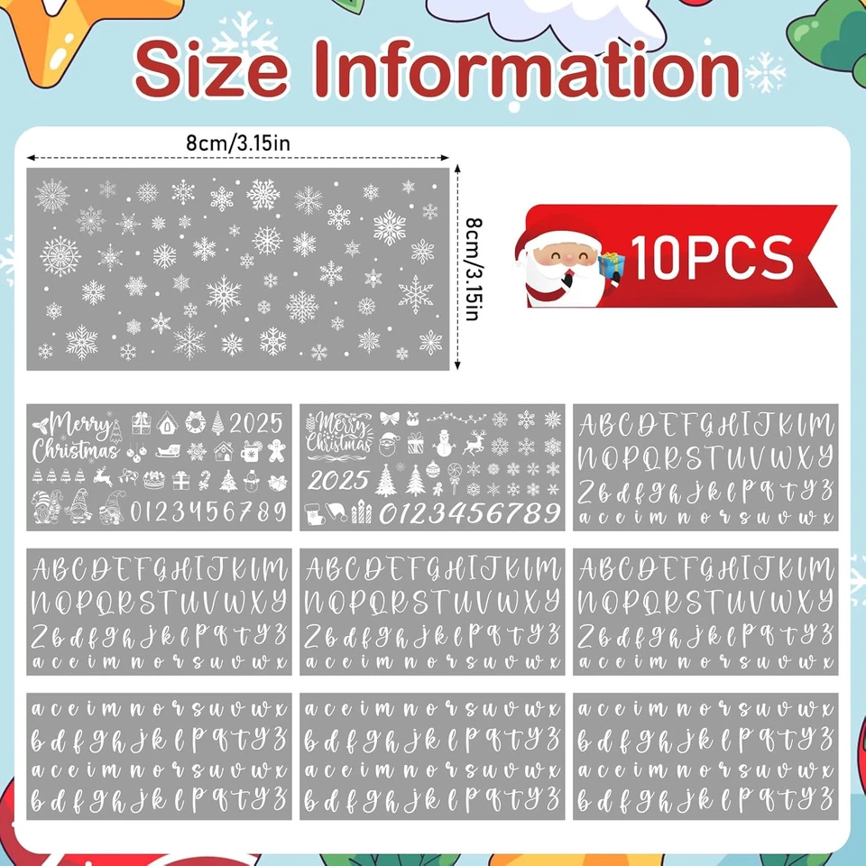 Transferencias de Navidad para manualidades - 10 piezas letras blancas números UV DTF Stic Foto 2 de 4