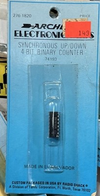 Archer 276-1820 74193 Synchronous Up/Down 4 Bit Binary Counter (NOS)
