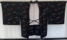 Japanese Vintage Kimono Haori Jacket Cotton Black Traditional Authentic 28 in