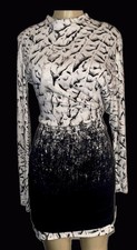 Helmut Lang Abstract Print Draped Mock Neck Dress Medium Made in USA