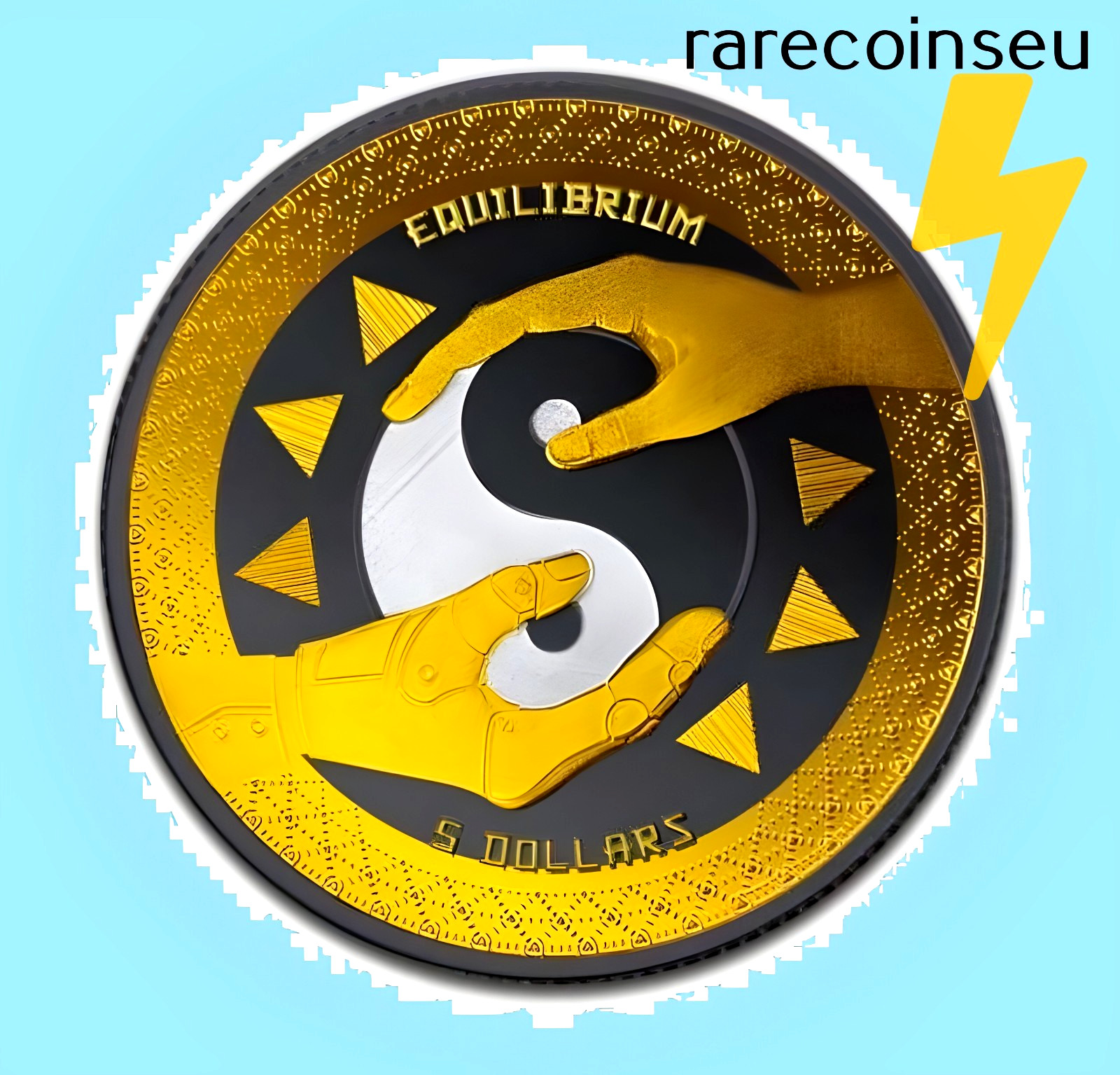 GOLD EQUILIBRIUM 2020 – 1 Oz Silver Gold & Ruthenium Gilded Coin – 5 Dollars