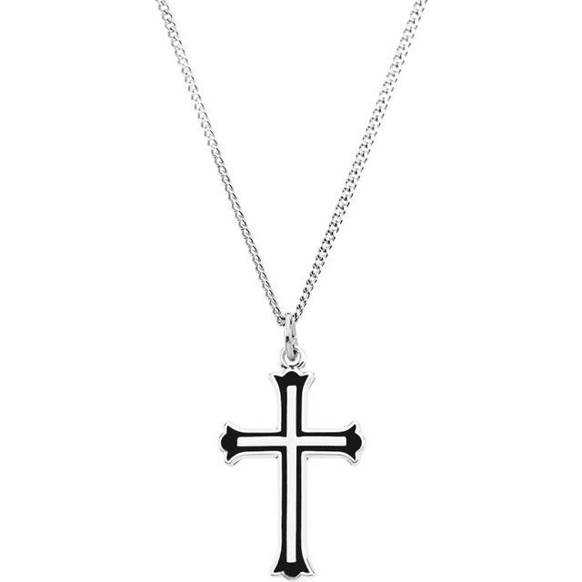 25x15.75 mm Black Enamel Cross 18