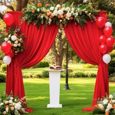 2 Panels 5ft X 10ft Red Backdrop Curtains for Party - Polyester Wrinkle Free ...