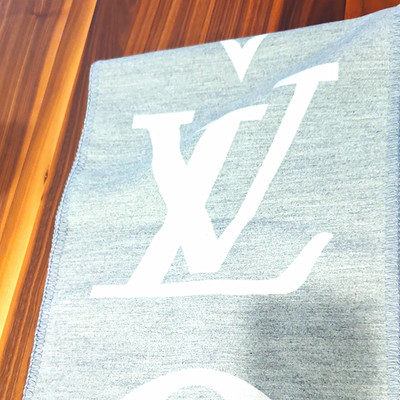 Louis Vuitton Gray/White Logo Monogram Wool Silk Lightweight Shawl Wrap