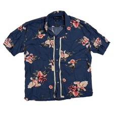 Abercrombie & Fitch Mens Large Relaxed Navy Floral Short Sleeve Button Up Shirt