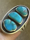 Vintage Navajo Native American Sterling Silver Ring Size 7 Turquoise Signed HRV