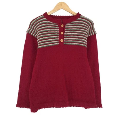 Nordic Pullover Norwegen Rot Fair Isle Wolle Damen Yl7 Größe S - Bild 1 von 4